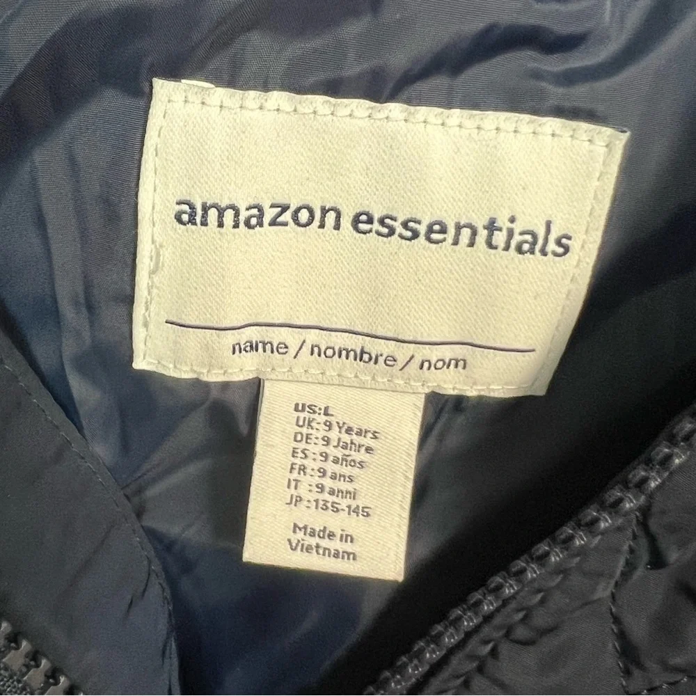 Amazon Essentials Kids Dark Blue Quilted Jacket L